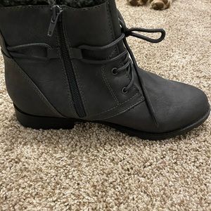 Gray booties! NEVER WORN!